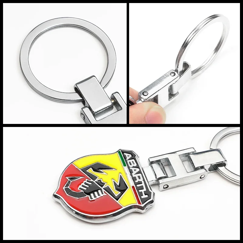 سيارة معدنية مفتاح سلسلة حلقة سبائك الزنك مزدوجة الجانب شارة مشبك ل أبارث فيات 595 أبارث 500 أبارث 124 العنكبوت الملحقات الداخلية #1