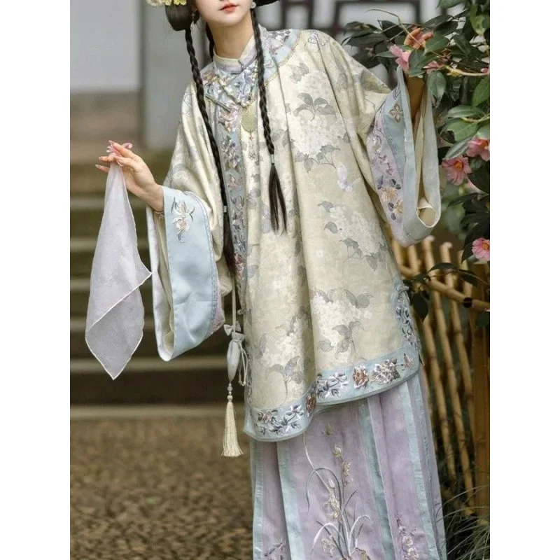 Qing Han donne girocollo originale Hanfu gonna stile cinese industria pesante ricamo dinastia Qing Mamianqun cinese Top