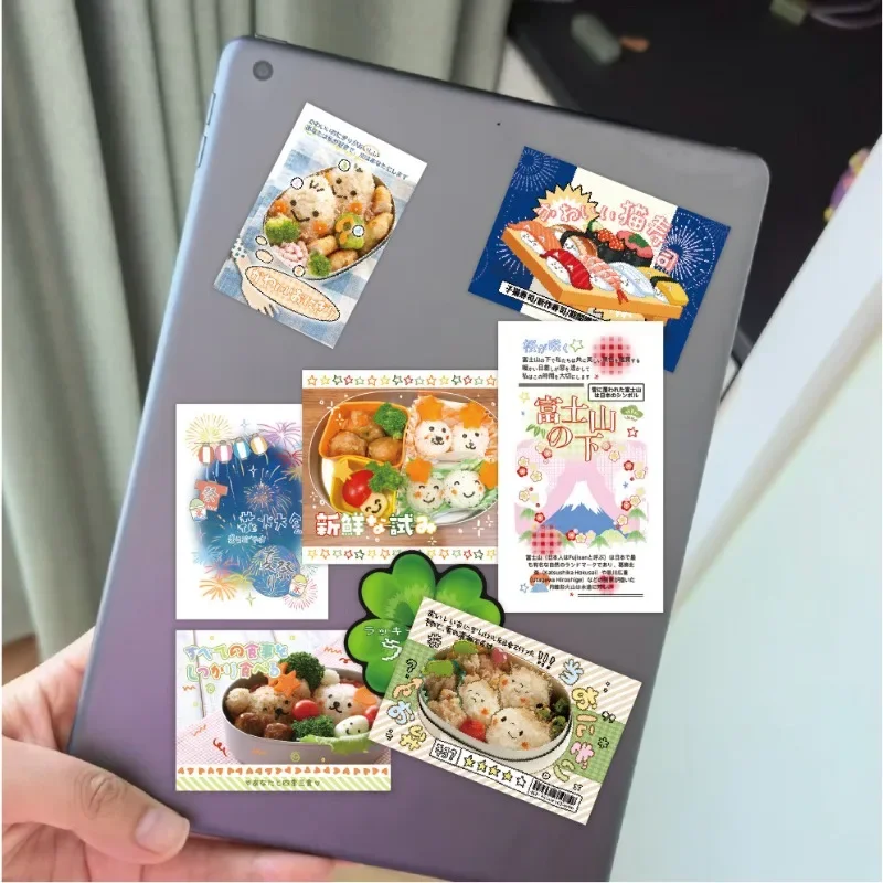 30pcs/set Square Ticket Style Sushi Food Retro Stickers Scrapbooking Graffiti Decoration Stickers for Wall Laptop Luggage DIY