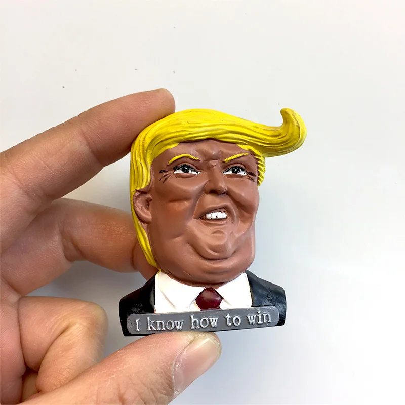 

3D Resin Donald Trump Fridge Magnet with 'I Know How to Win' Tagline - USA Themed Collectible
