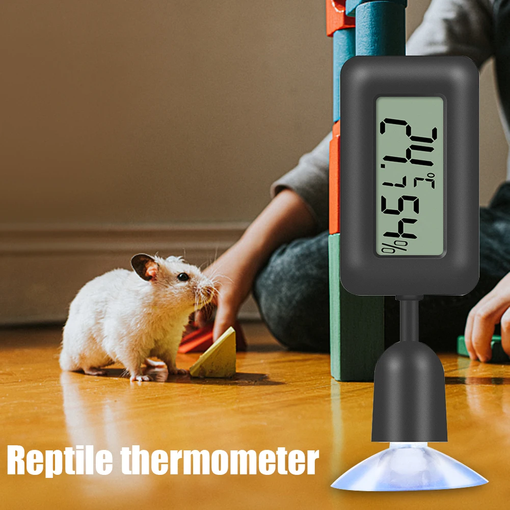 Digital Reptile Thermometer Hygrometer with Suction Cup 360°Rotation Temperature Humidity Meter for Terrarium Reptile Accessory