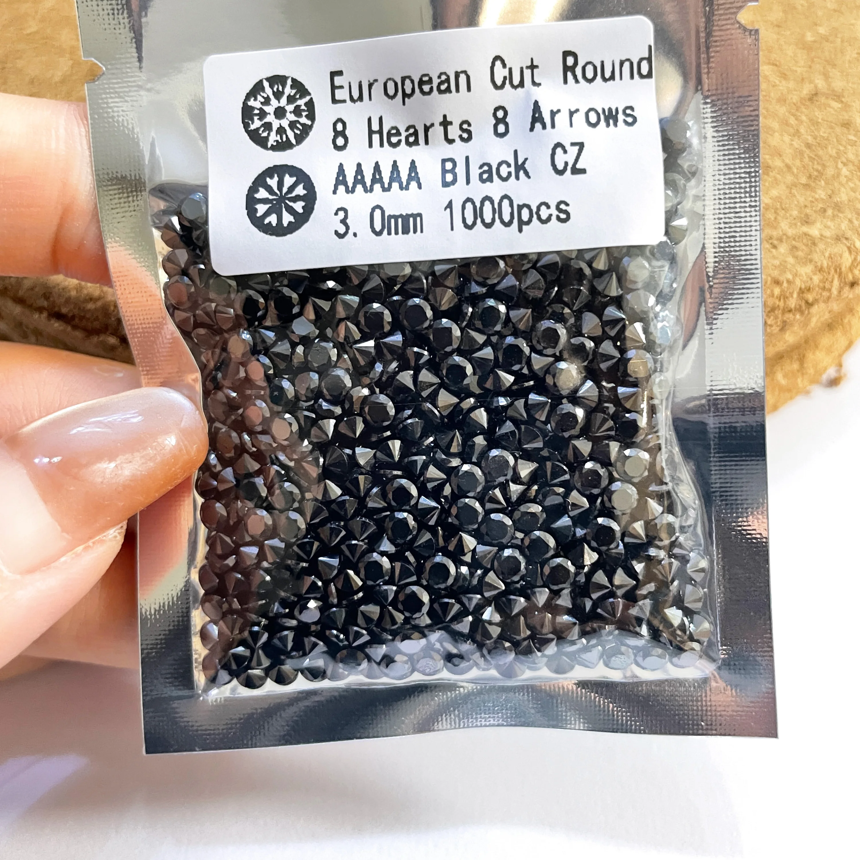 Black Color AAAAA Round Cubic Zirconia Stone  100pcs~10000pcs Loose CZ Synthetic Gems For Jewelry Earrings DIY Making