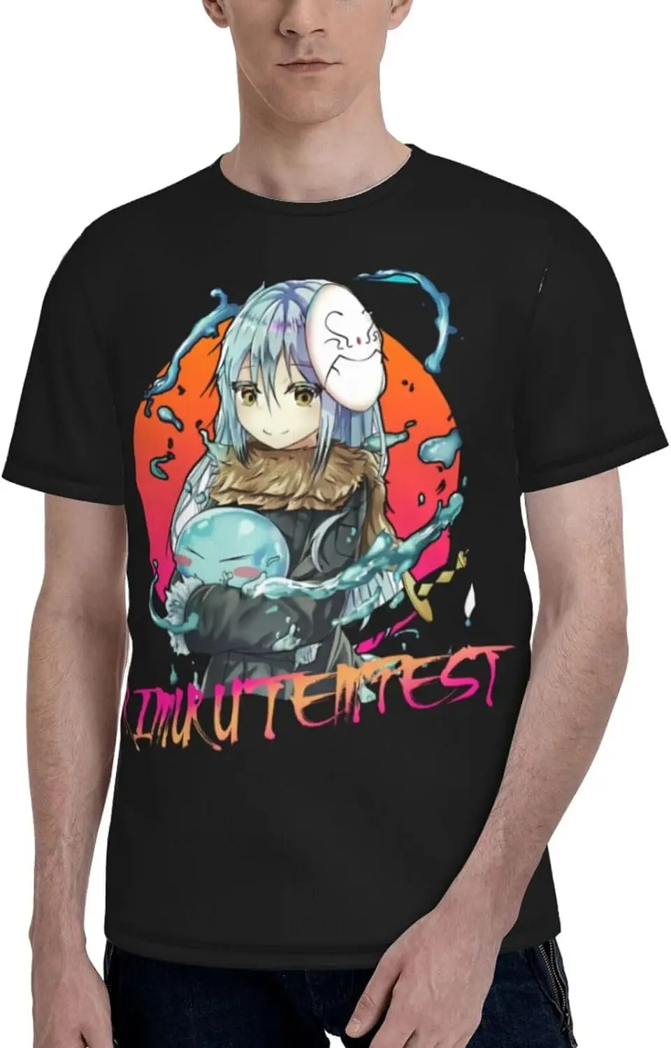 

Anime That Time I Got Reincarnated As A Slime Rimuru Tempest Man's T-Shirt 3D Summer Casual Round Neck Short Sleeve T-Shirts