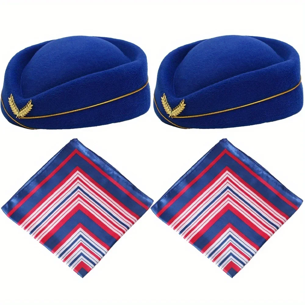 Conjunto de vestir para comissário de bordo de festa com acessórios, incluindo chapéus, óculos de sol, luvas, emblemas para fantasia de festa