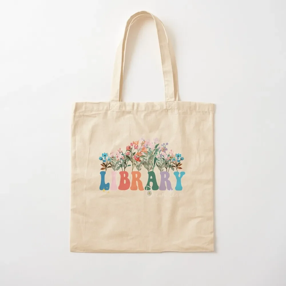 Dream Library Team Librarian Squad Reading Groovy flower Tote Bag Eco bag Large bags for women Bag