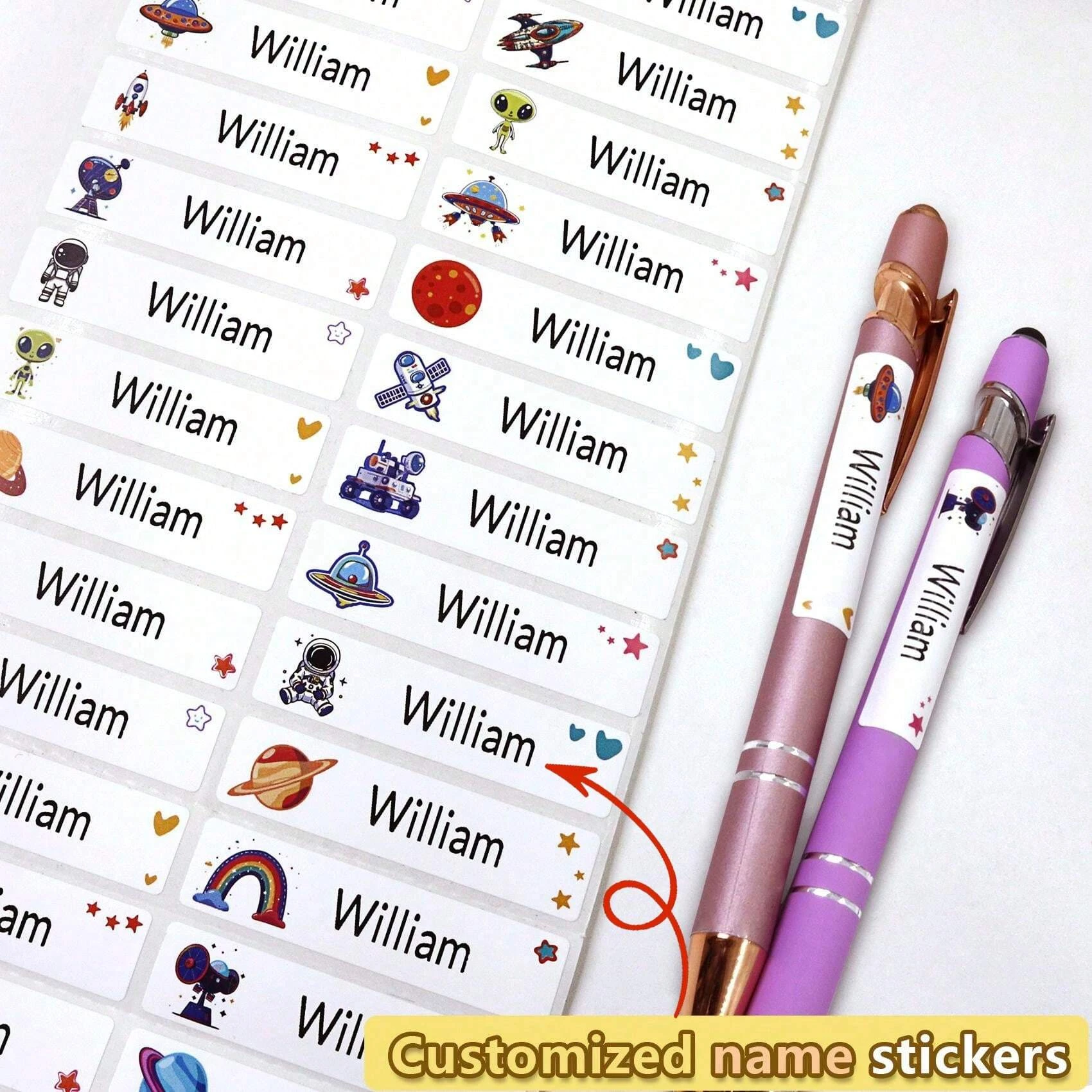 4.6*1.2 سنتيمتر ملصقات اسم مخصص ، تسميات اسم شخصية للأطفال ، العودة إلى المدرسة التموين للأطفال ، علامات أسماء مخصصة مقاوم للماء