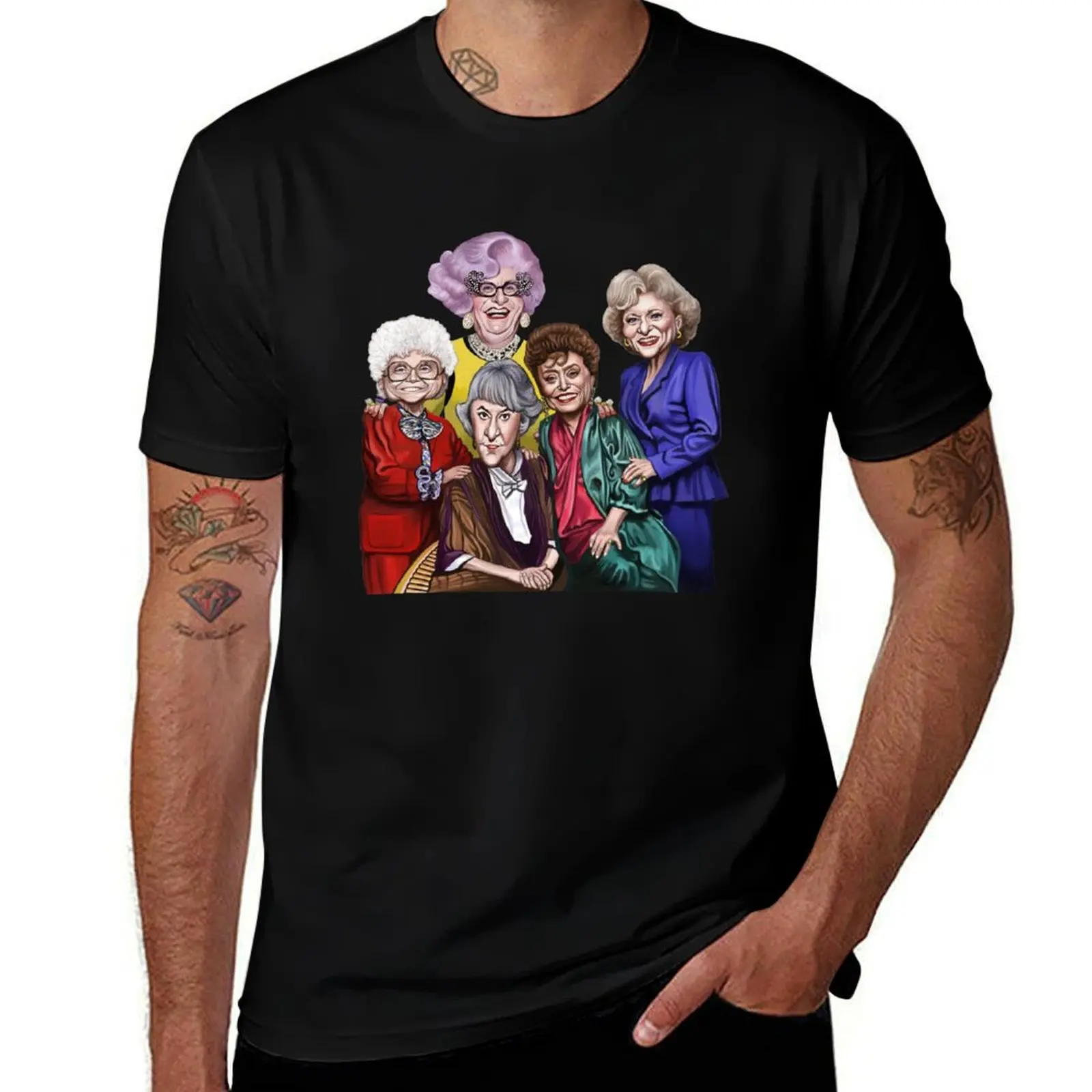 Dame Edna with her gorgeous golden girlfriends by James Brennan T-Shirt Fashion Print Casual Short Sleeve T-Shirt