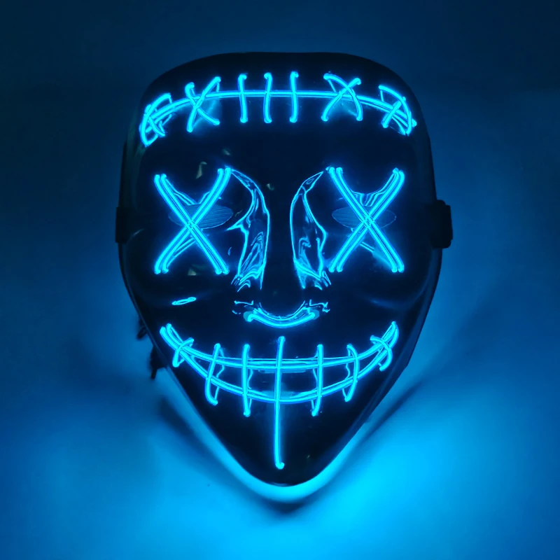 Halloween Party Benodigdheden 2026 Lichtgevende LED Purge Mask Draadloze EL Neon Licht Volledig Gezichtmasker Cosplay Voor Volwassenen Glow In The Dark