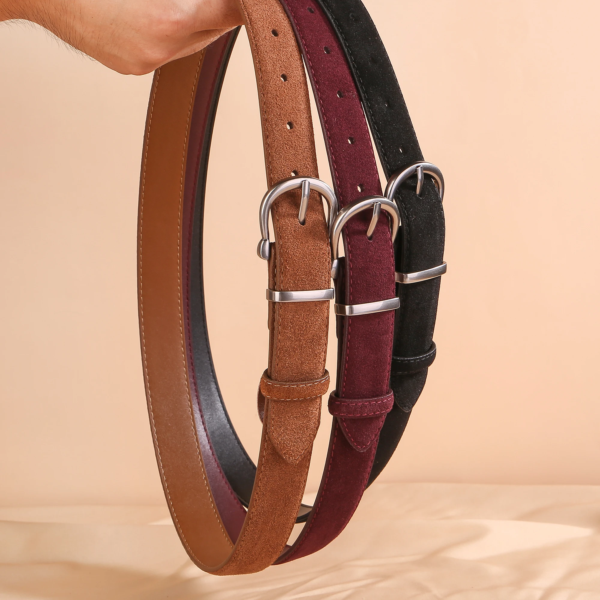 조절 가능한 여성용 벨트 빈티지 스웨이드 씬처 코르셋 벨트 바지 드레스용