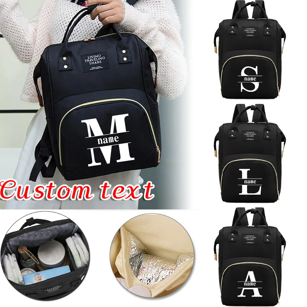 Mochila de maternidad con nombre personalizado, bolsa multifunción ligera, almacenamiento de gran capacidad, bolsas de viaje para mamás