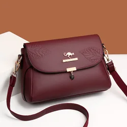 Elegant Female Crossbody Messenger Bags 2024 Soft Flap PU Spring Autumn Women Strap Shoulder Bag Handbags Purses