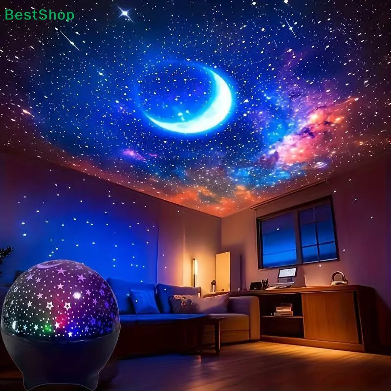 〔Y〕LED Night Lights Starry Sky Moon Projector Light USB Plug Colorful Strobe Light For Kids Room Party Galaxy Decor Gift