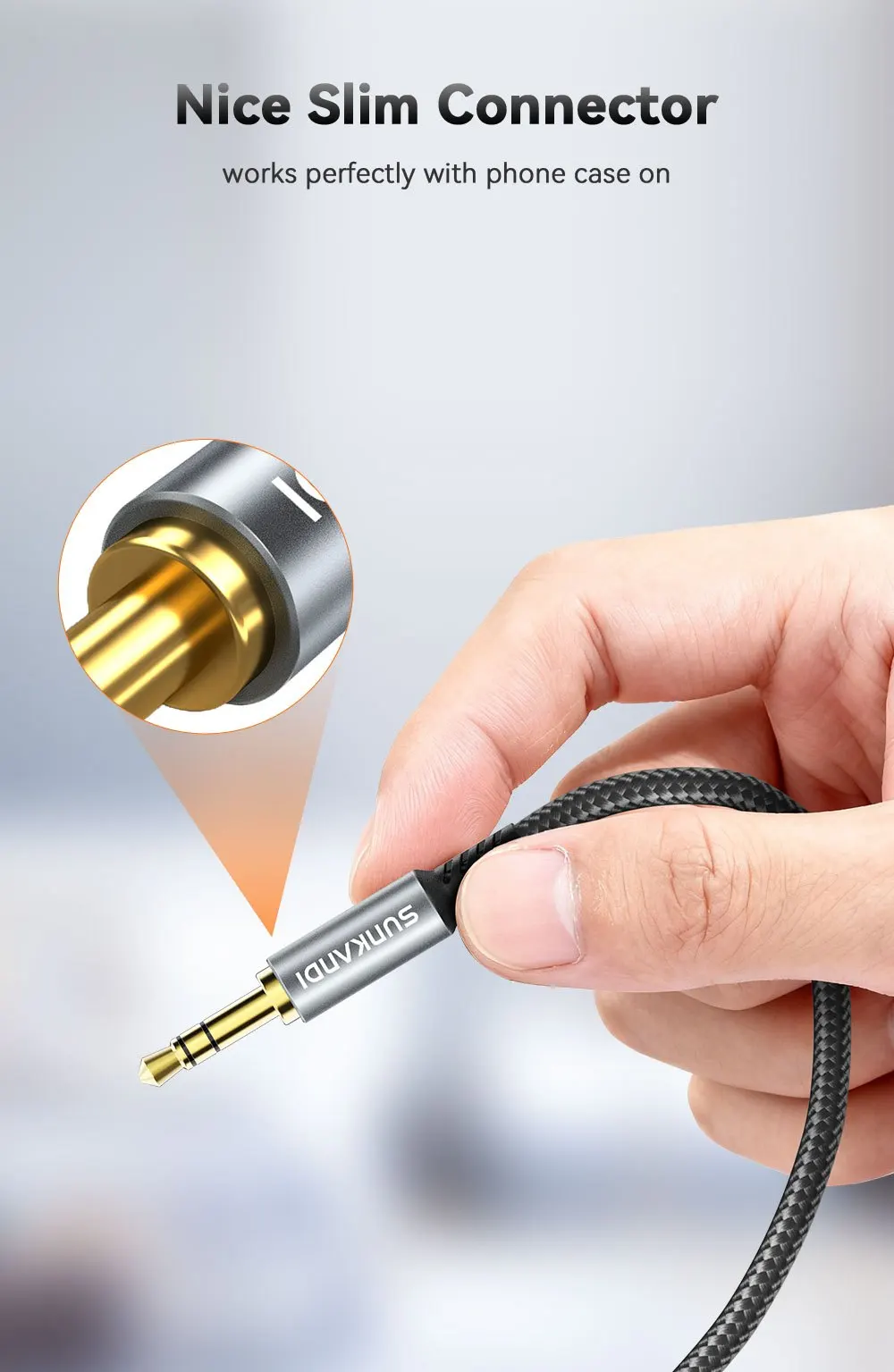 SUNKANDI Kopfhörer-Verlängerungskabel, Nylongeflecht, 3,5 mm Stecker auf Buchse, Audio-Verlängerungskabel für iPhone, iPad, Smartphone, Tablets – Detail 7