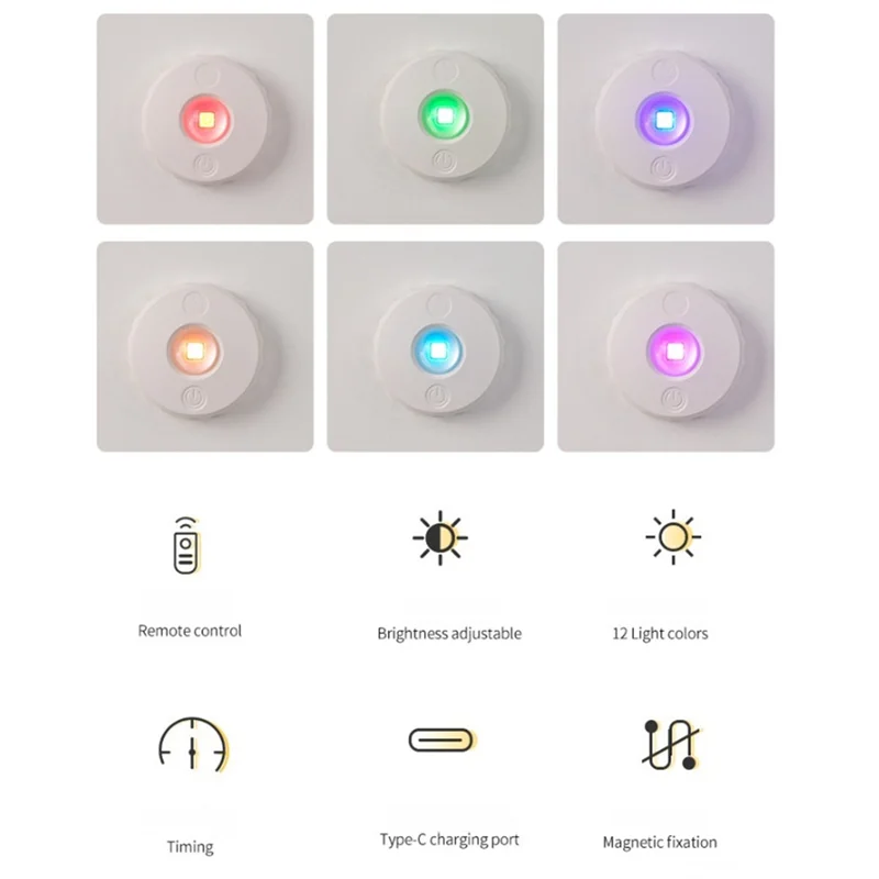 ABBY-Luci a disco con telecomando wireless LED RGB dimmerabili sotto l'illuminazione dell'armadio con faretto con rilevamento delle colline per armadietto del vino 3P