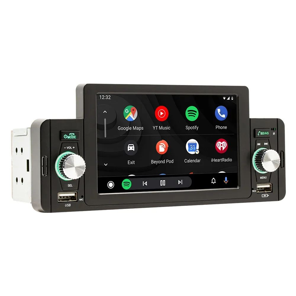 

5 Inch Car Stereo MP5 Player BT FM Radio Receiver with Carplay Android Auto Support Hands-Free Calling USB Charge/Playback