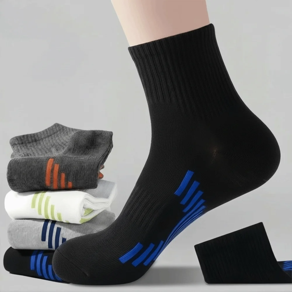 High Quality Breathable Men's Socks Sweat Absorption Stripe Pattern Sports Socks Cotton Athletic Socks Winter Season