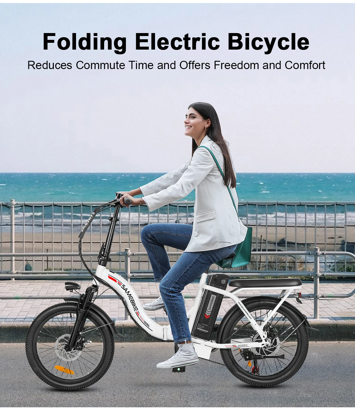 Samebike CY20 Faltbares Elektrofahrrad 250W mit 36V 12Ah Herausnehmbarer Akku, 20 Zoll E-Bike für Erwachsene, 7-Gang, 25 km/h und Reichweite bis 40-60km – Detail 3
