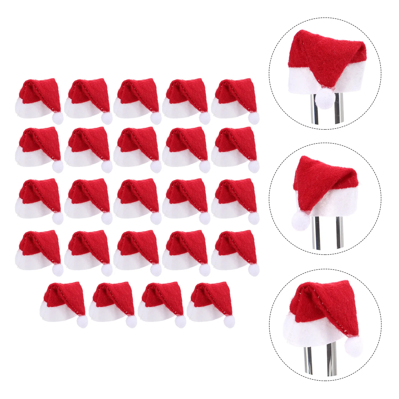 

24Pcs Mini Christmas Hat Decor Lovely Lollipop Caps for Candies Reusable Festive Decorations Xmas Party Supplies Santa Hats