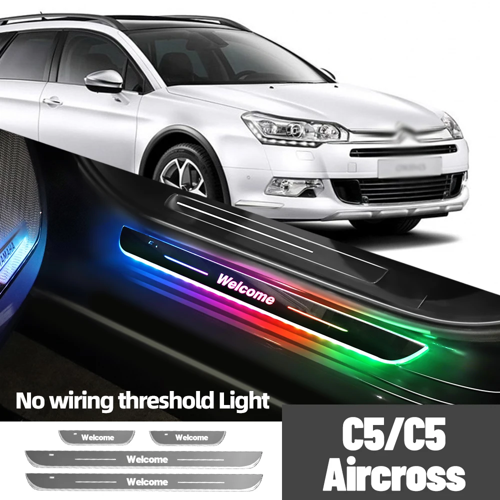 

For Citroen C5 C5 Aircross 2001-2023 2015 2019 Car Door Sill Light Customized Logo LED Welcome Threshold Pedal Lamp Accessories