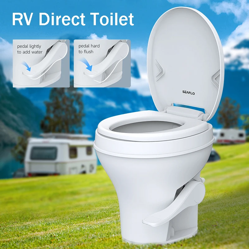 

SEAFLO RV Toilet One-piece Plastic Foot-operated Outdoor Portable Camping Toilet Caravan Camper Motorhome trailer Accessories