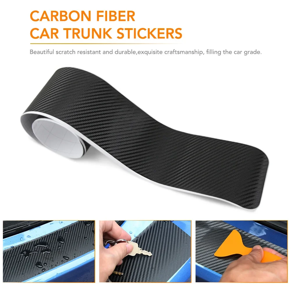 5pcs/4pcs Set Carbon Fibre Threshold Protection Strip Universal Anti-scratch and Anti-collision Door Decorative Strip Sticker