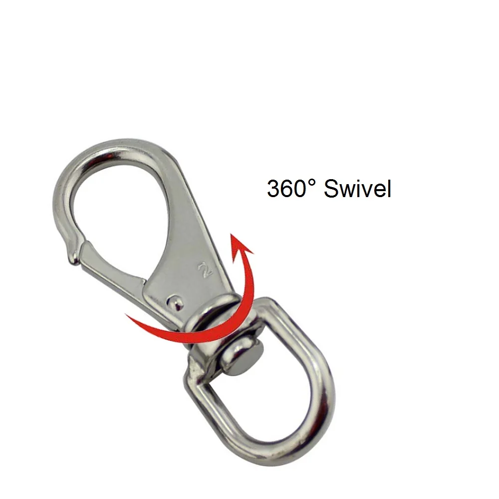 Edelstahl Splitter Swivel Eye Bolt Snap Sping Haken Clips Für Tauchen Haustier Ketten Boot Marine Hardware