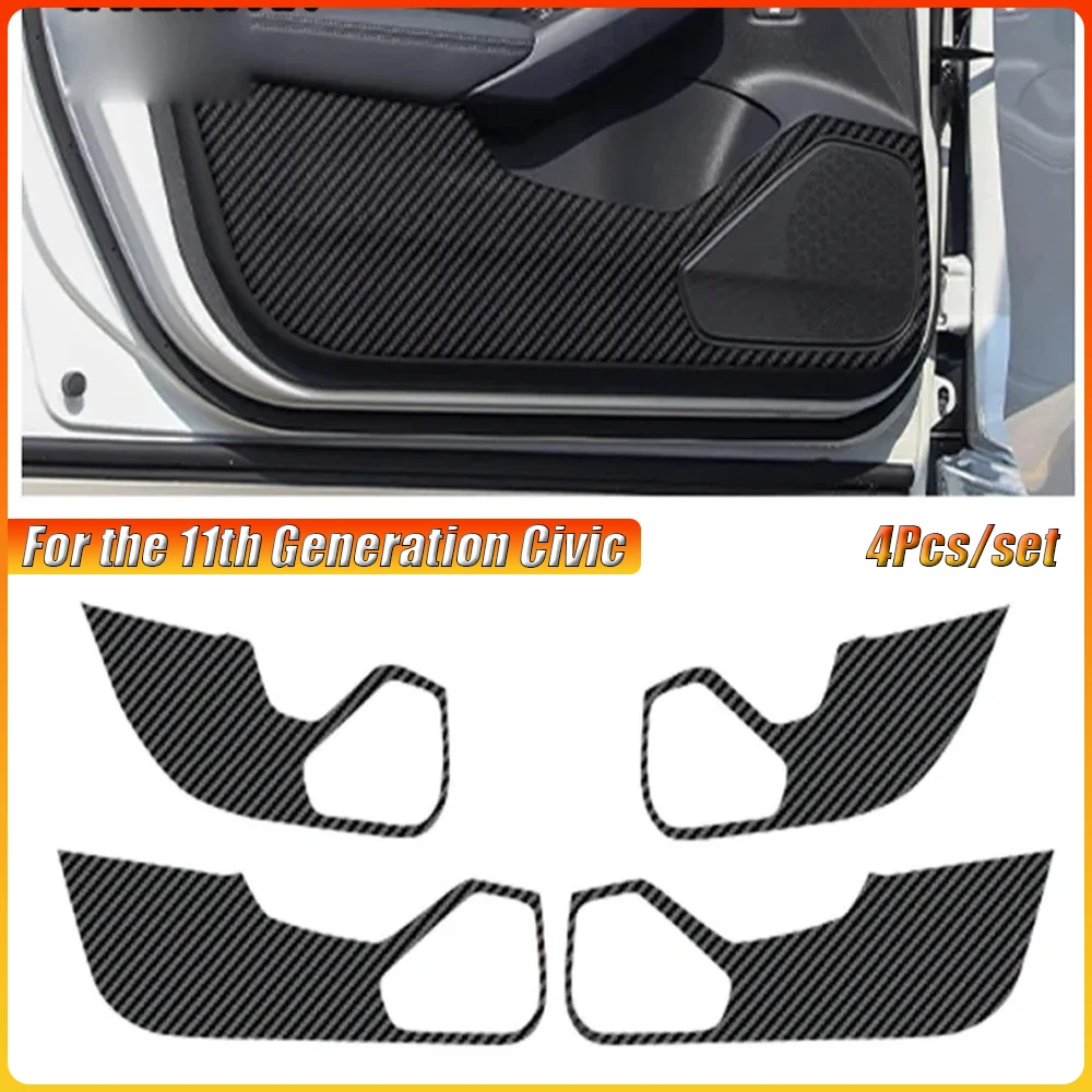

Для Civic 11-го поколения, 4 шт., дверная противоударная внутренняя наклейка из углеродного волокна, накладка против царапин, защитная накладка, наклейки