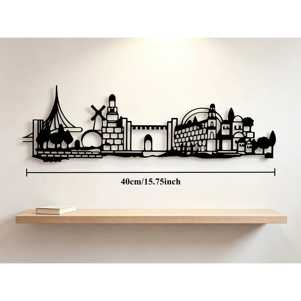 CIFBUY Iron Wall Art Jerusalem Skyline Old City Silhouette Star of David Metal Sculpture Hanging Plaque Rustproof Home Decor view 6