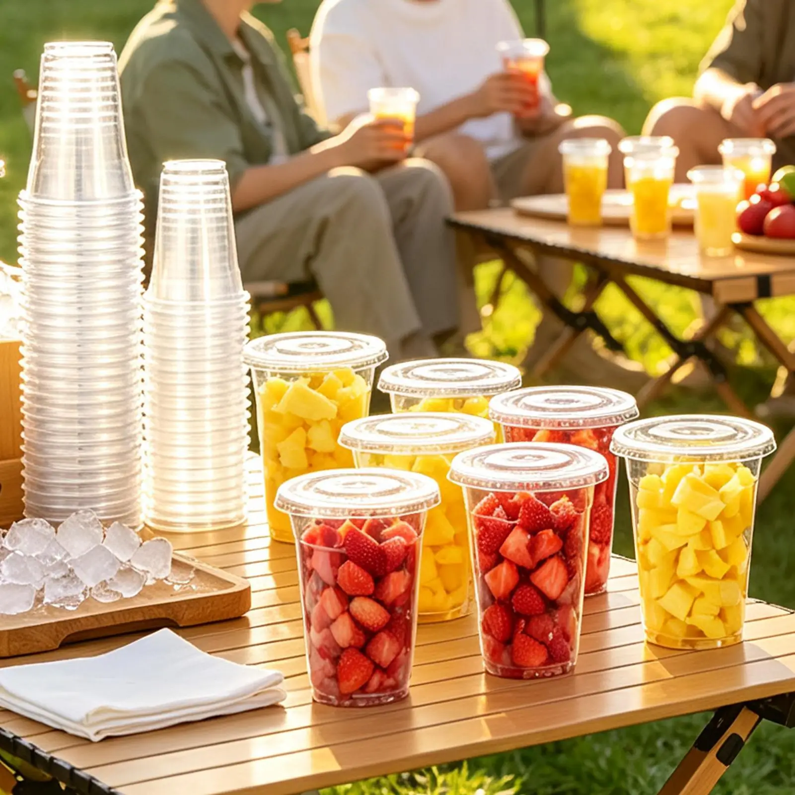 Clear Drink Cups 98mm 500ml With Lid Thickened Food-Grade Containers 50-Piece Cold Beverage Water Drink Cups For Coffee Milk