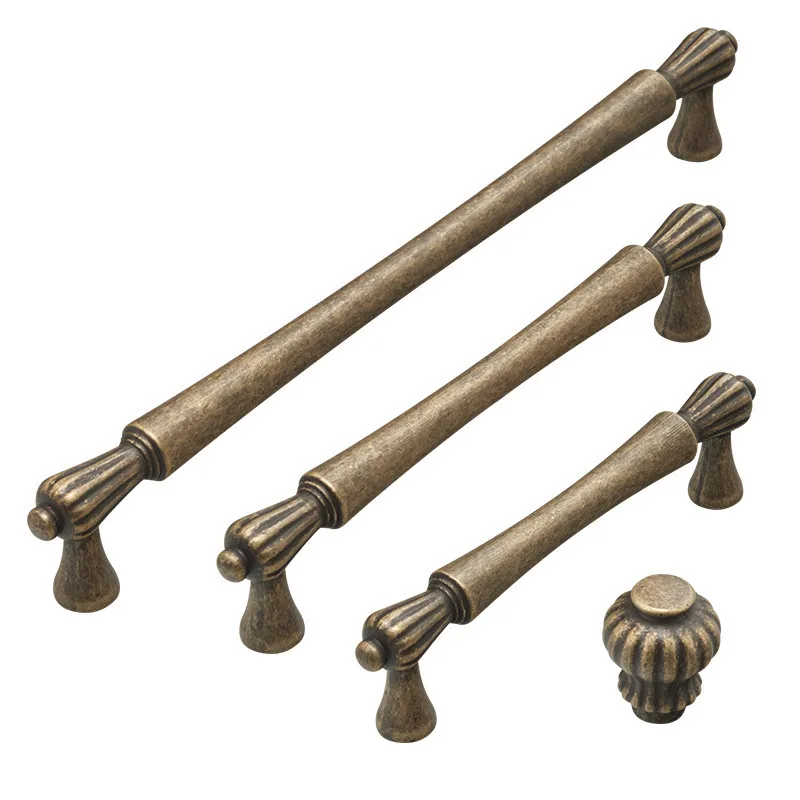European Retro Cabinet Pulls Antique Bronze Zinc Alloy Door Handles Vintage American Wardrobe Drawer Kitchen Furniture Hardware