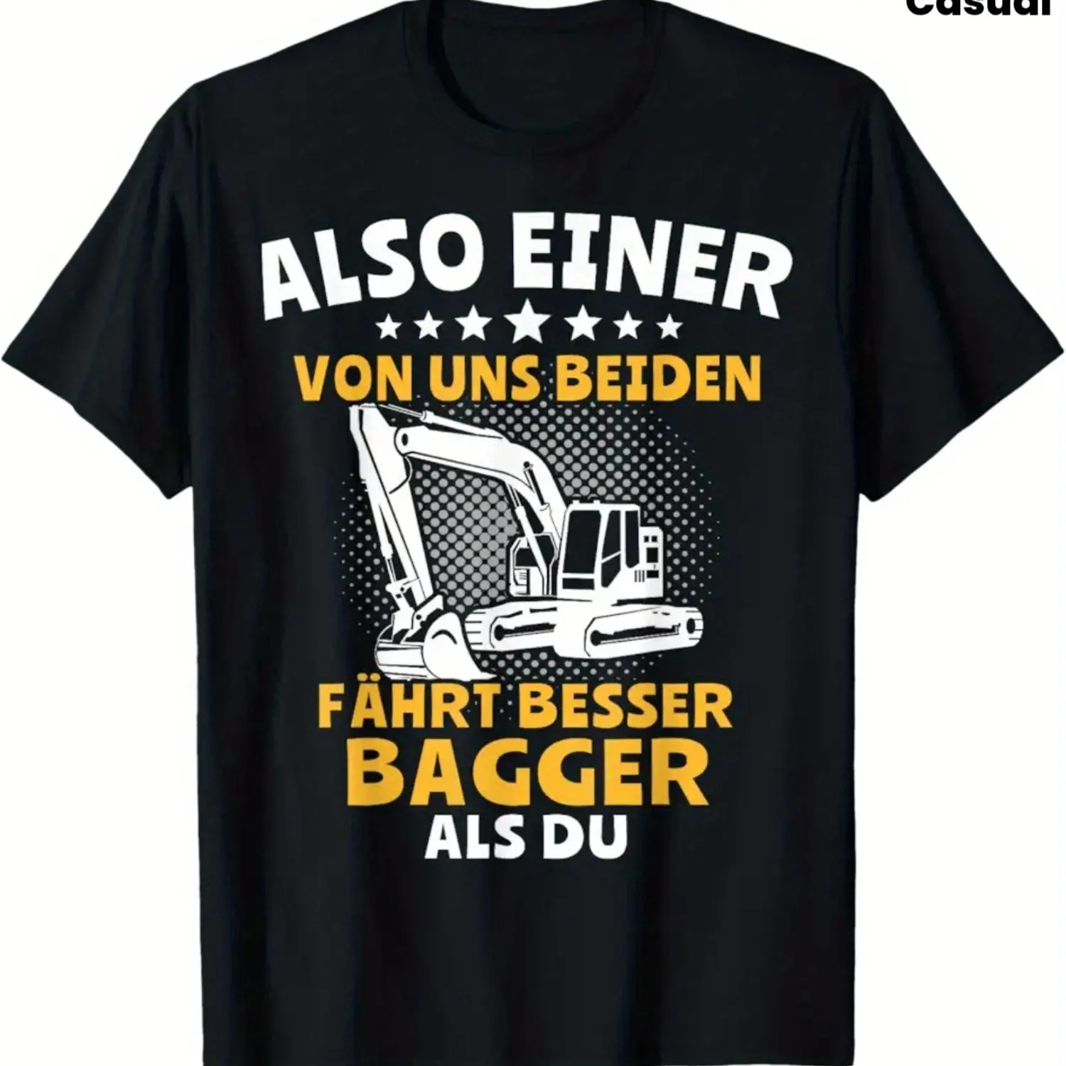 Men's Heavy Equipment Operator T-shirt - German Excavator Bucket Operator Text and Construction Fixture