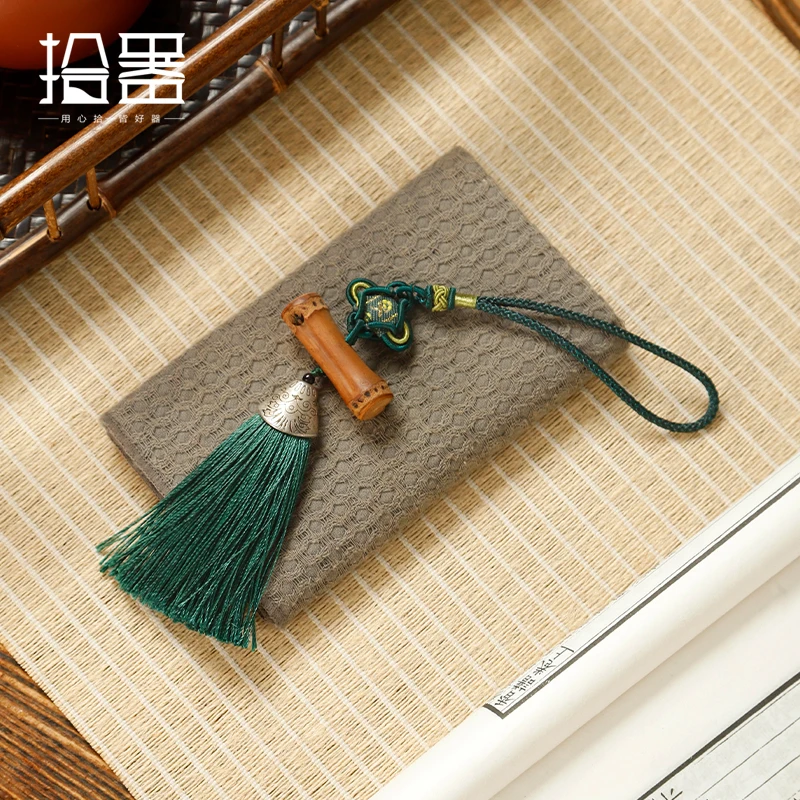 Chinese knot tassel pendant natural bamboo whip pendant hand woven multicoloured lanyard tassel bag pendant key chain