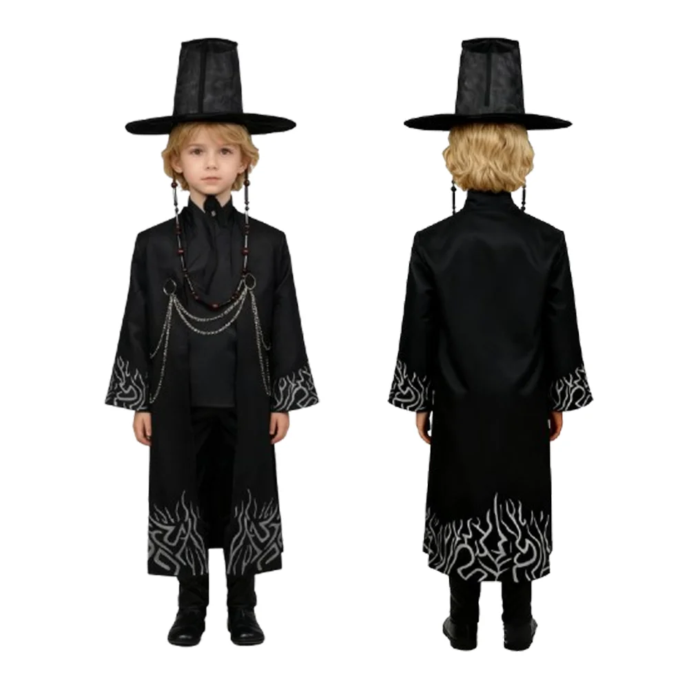 

КПП Охотники на демонов ‌ Детский костюм аниме Saja Boys Jinu, шляпа для косплея, браслет, серьги, кольца, наряд для вечеринки на Хэллоуин ﻿