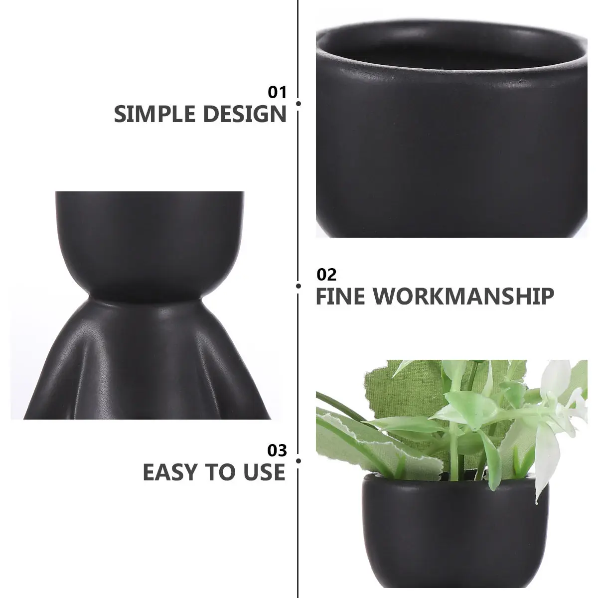 Humanoid Ceramic Flowerpot Sitting Human Shape Plant Container Fine Workmanship Home Office Desktop Decor Garden Succulent