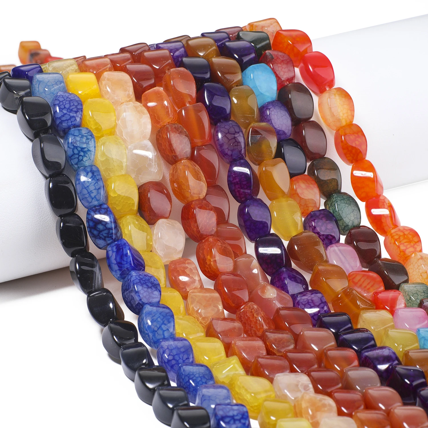 8x12mm Faceted Twisted Cracked Stripe Agate Beads Natural Stone Loose Spacer Beads For Jewelry Making Diy Beading Accessories