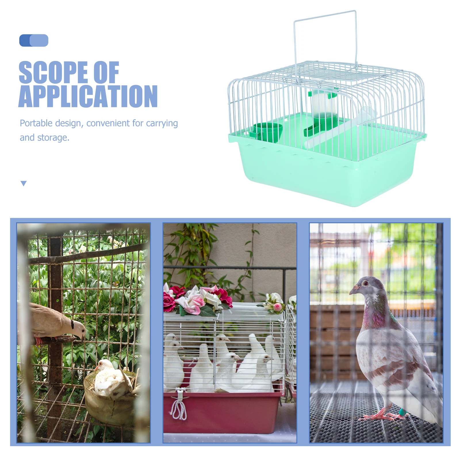 

Portable Bird Cage for Parakeet Parrot Small Animals Perch Food Box Water Dispenser ABS Iron Durable Travel Outdoor