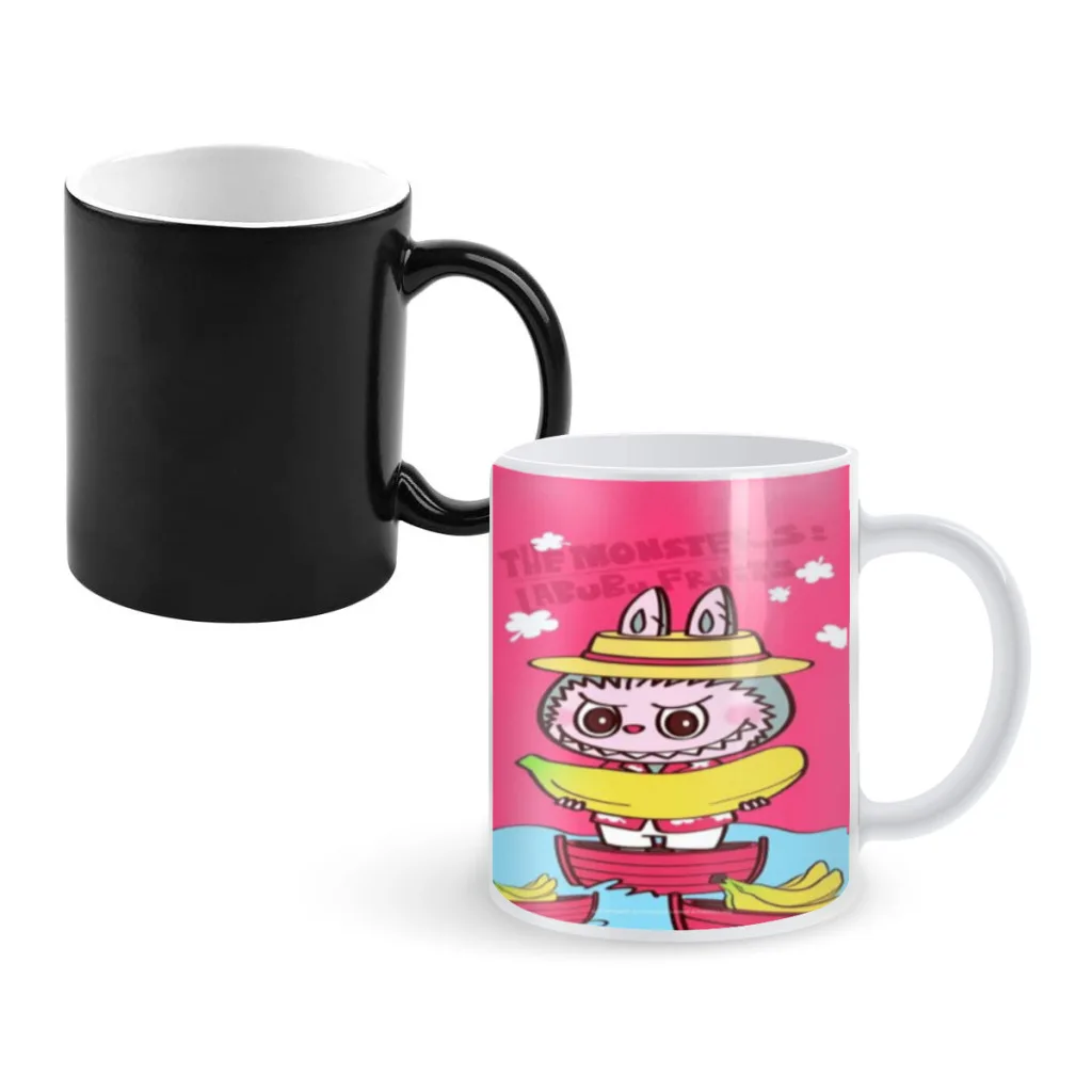 

Cute Labubu Graffiti Art Creativity Change Color Chang mug Ceramic mug Hot Coffee Cup Breakfast Cup mug Friend Gift