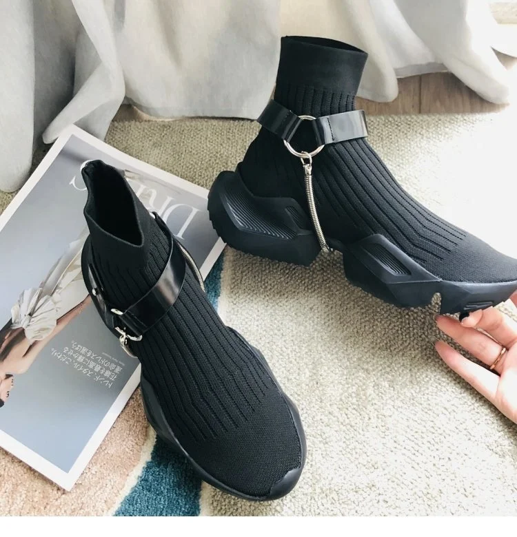 Designer Women Running Shoes Paris Knitting Boots Stretch Trainers Sneakers Casual Breathable Shoes for Women zapatos de mujer