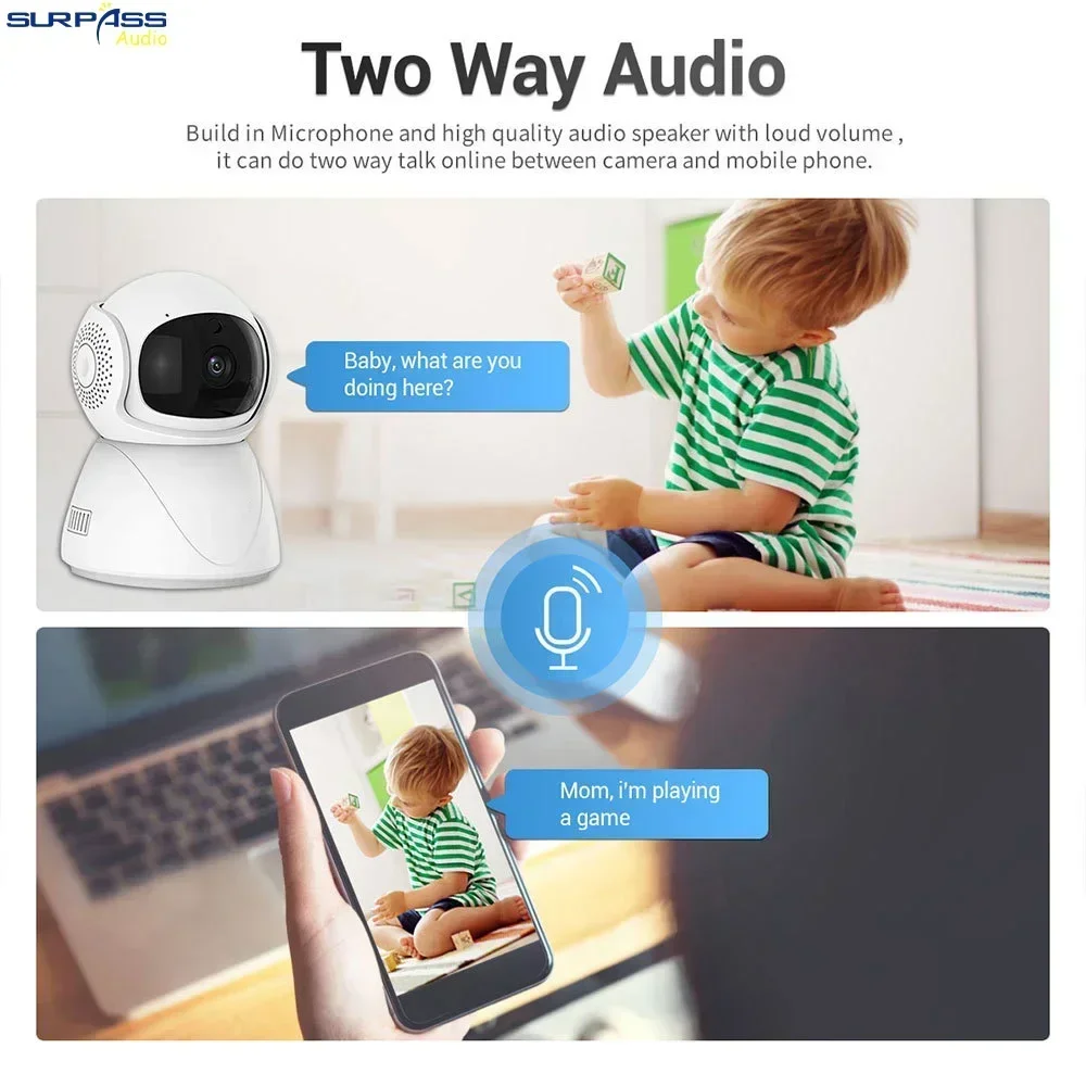 Dual-Band 2.4G 5G PTZ TUYA Smart Wireless Auto Tracking WiFi PTZ Camera Two Way Audio Build in Micro Speaker Motion Detection