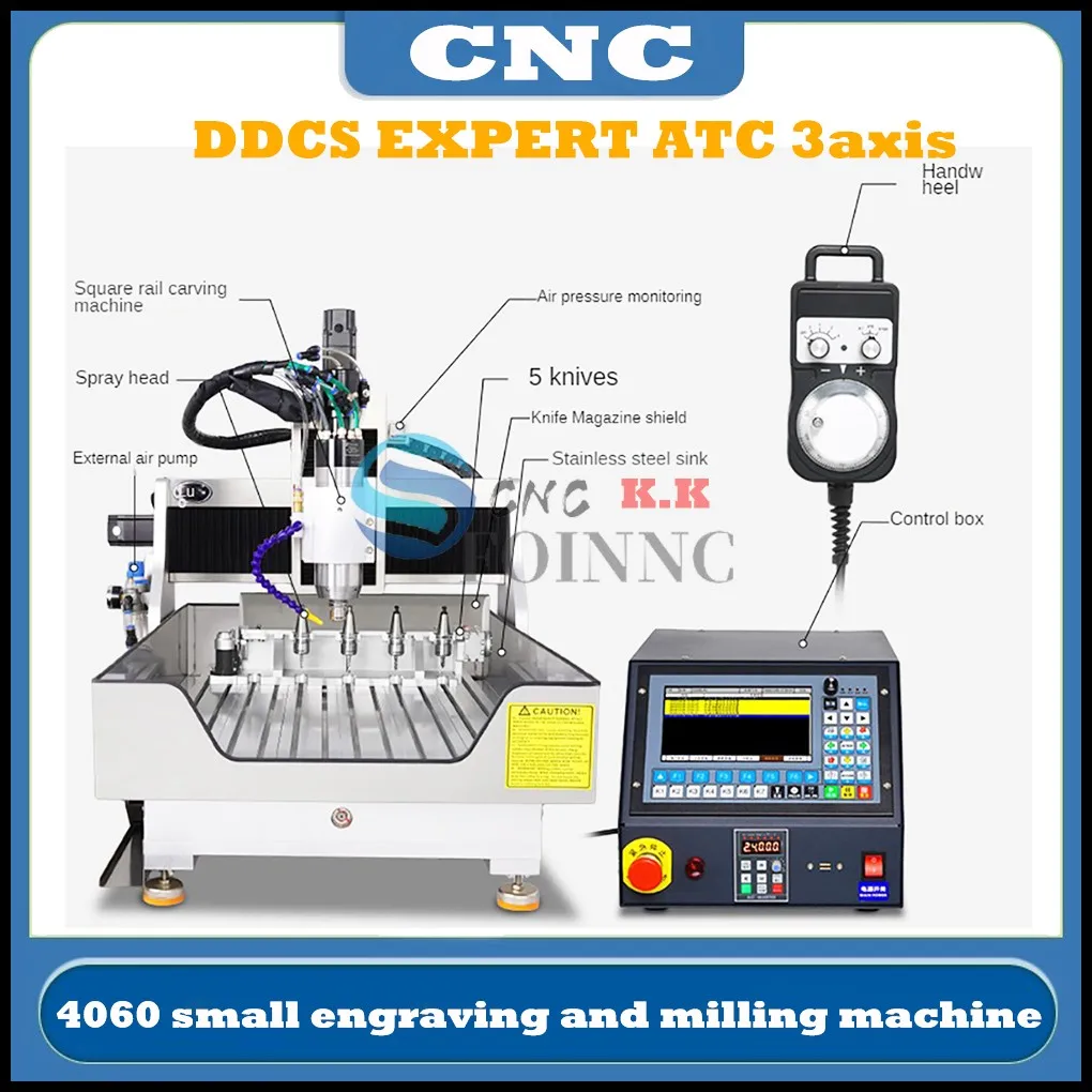 Newly CNC DDCS EXPERT M350 3axis 4060 small engraving and milling machine ATC precision engraving machining with knife library