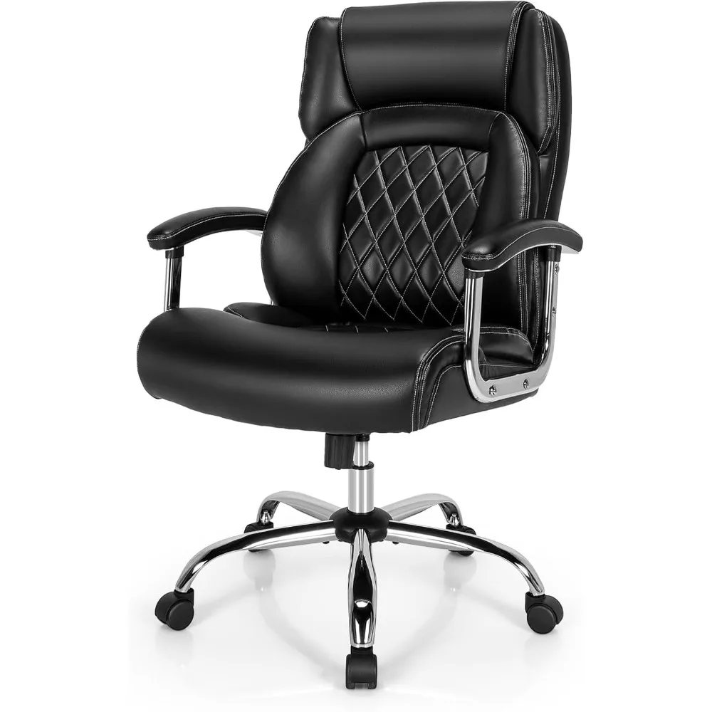

Big and Tall Office Chair - 500LBS High Back Executive Desk Chair Adjustable PU Leather Computer Chair Home Office Ex