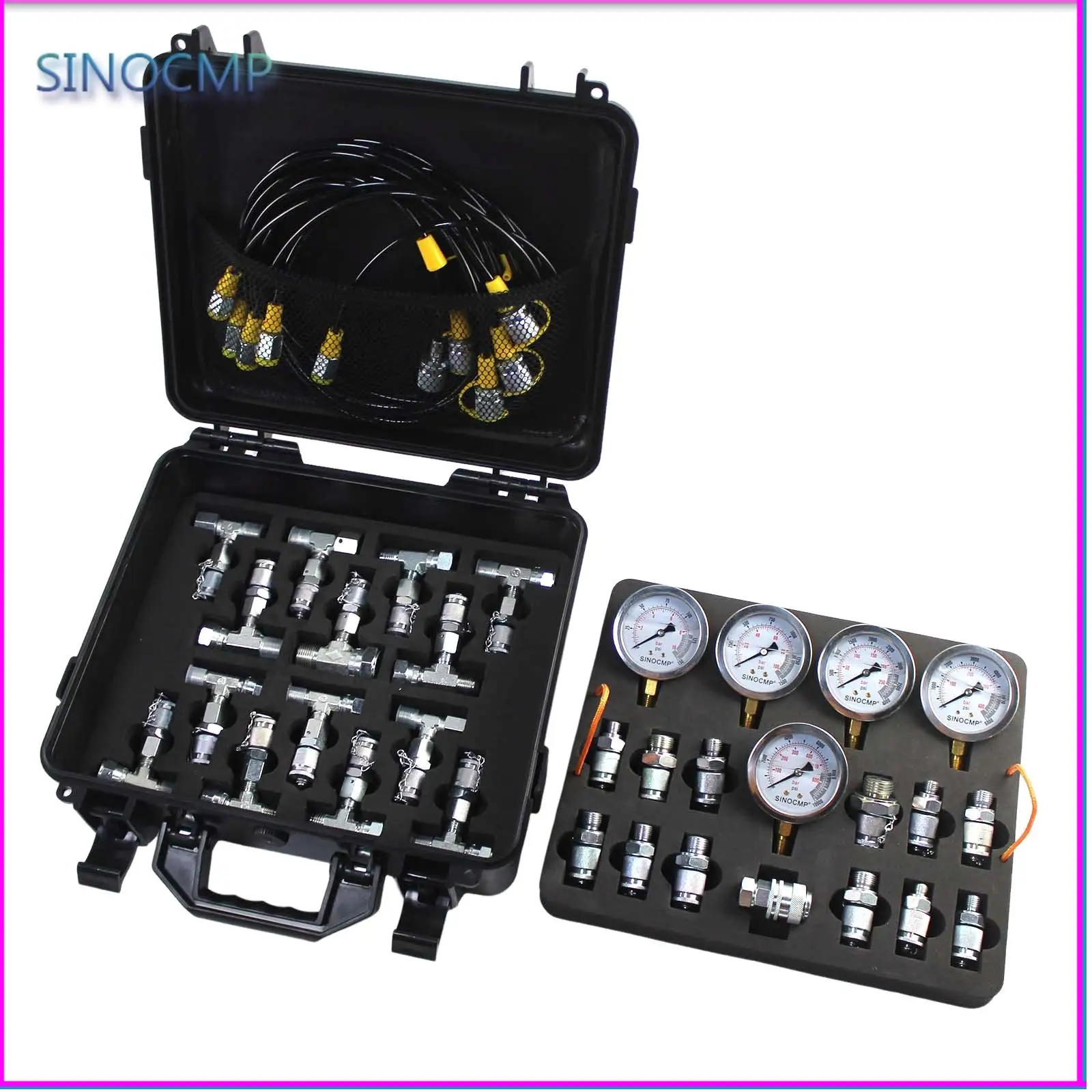 1Mpa/10Mpa/25Mpa/40Mpa/60Mpa Hydraulic Pressure Gauge Test Set 5 Pressure Gauges Kit For Komatsu/CAT/Case/John Deere Car Parts 