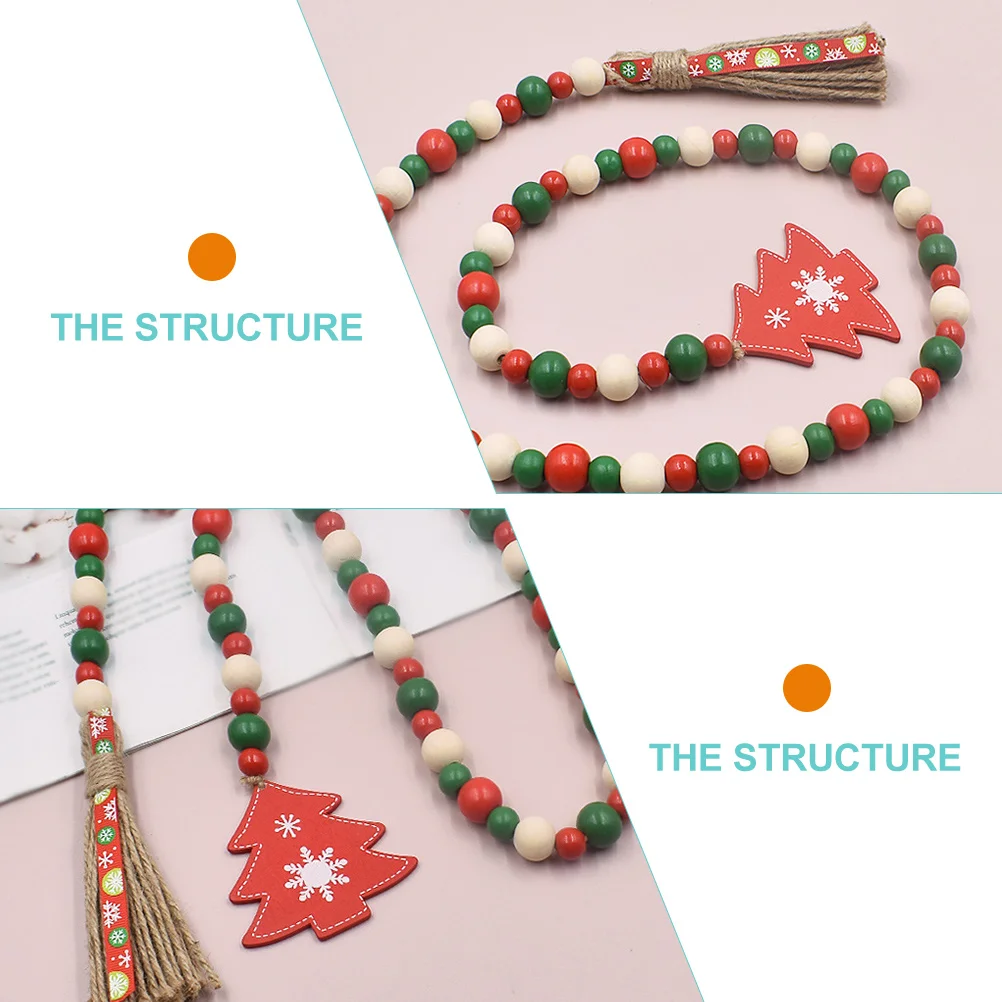 

Christmas Party Wood Bead Garland Classic Design Cheerful Ambiance Room Decoration Festive Season Wood Bead Garland