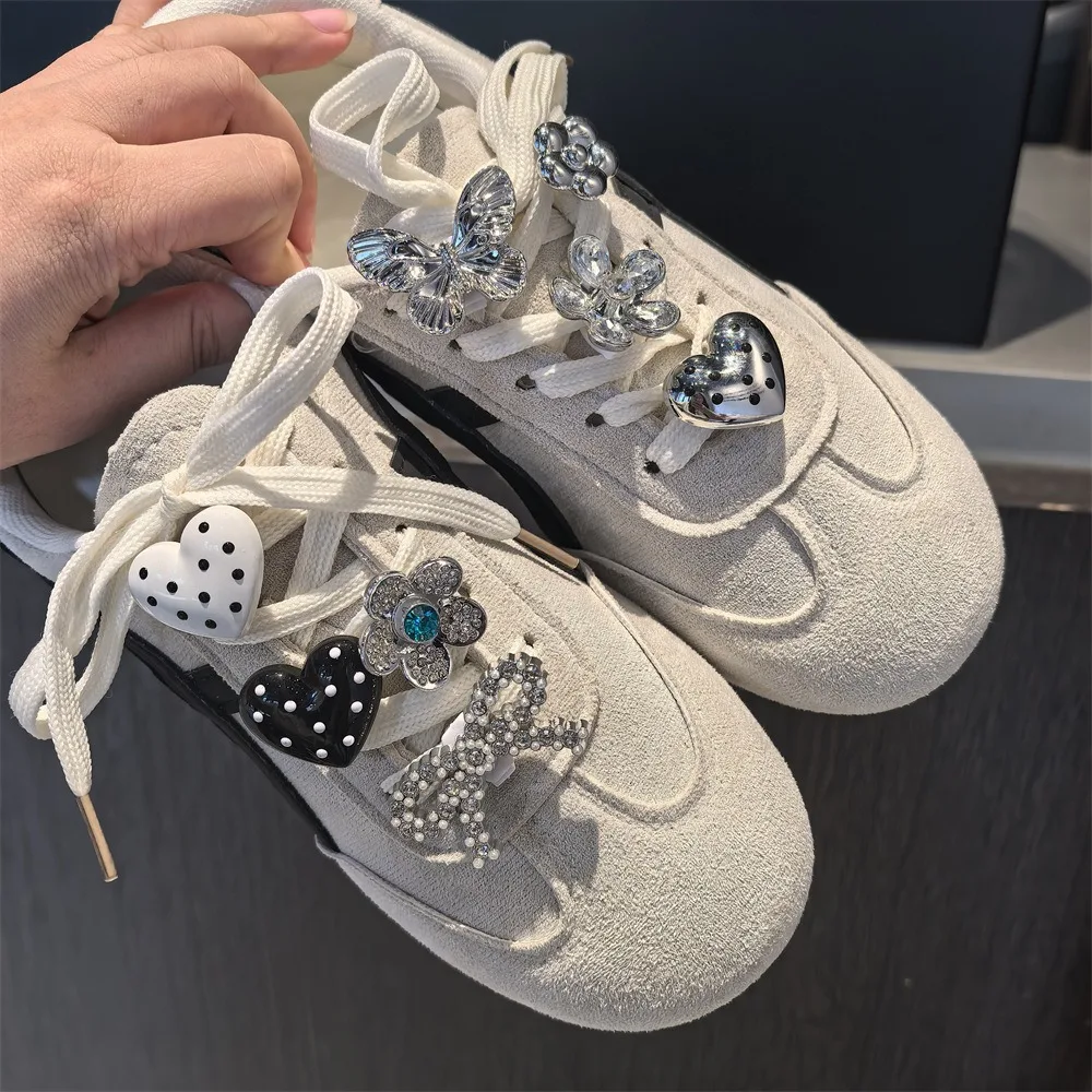 1PCS Bling Rhinestone Butterfly Heart Shoe Charms Detachable Shoe Clips Ornament For Sneakers Canvas Shoes DIY Decor Accessories
