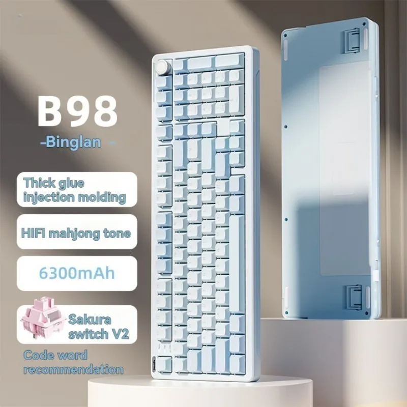 B98 Tri-Mode Mechanical Keyboard Custom Bluetooth 2.4G Wireless RGB Hot Swap Gasket Keyboard Gaming Office Mechanical Keyboards