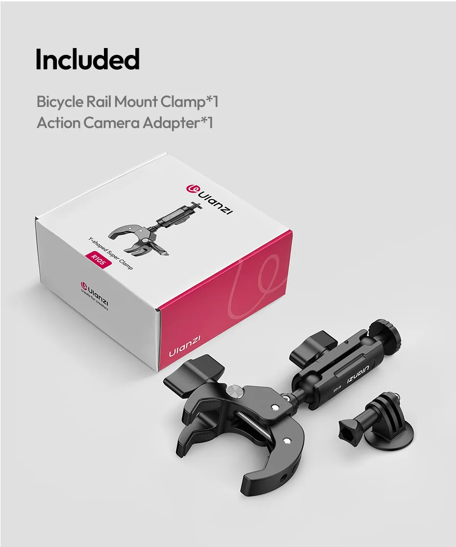 Ulanzi R105 Fahrradschienenmontageklemme 360° ° Verstellbarer Knopf mit 1/4-Zoll-Halterung für Insta360 Action-Kamera-Monitor-Fotografielicht – Detail 11