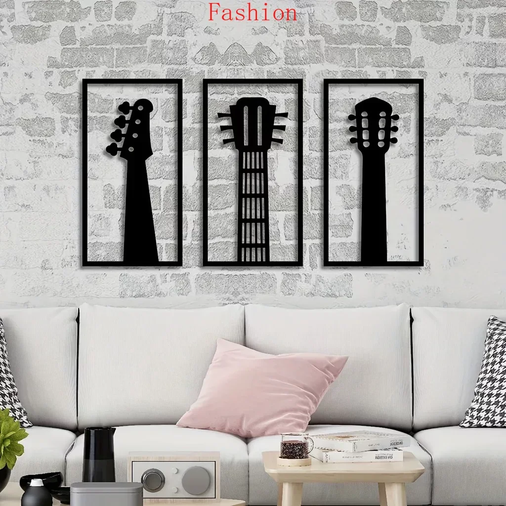 

3 Pcs/Set Metal Home Decor Art Sculpture Decorative Musical Instrument Wall Sculpture Decor Music Style Metal Wall Decoration Wa