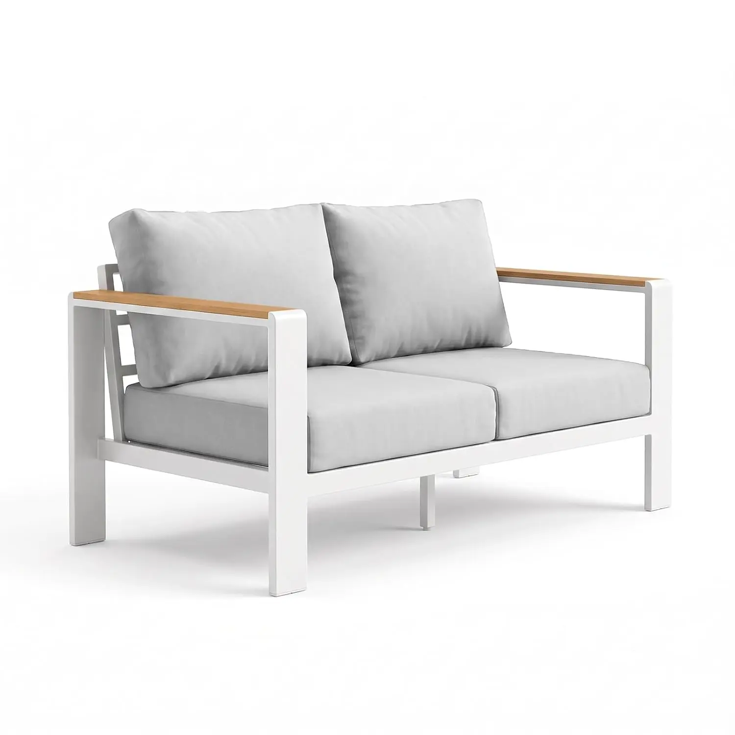 Aluminum Outdoor Loveseat, Rustproof2-Seater with Removable&Washable Cushions, All-Weather Furniture for Deck Balcony Customized