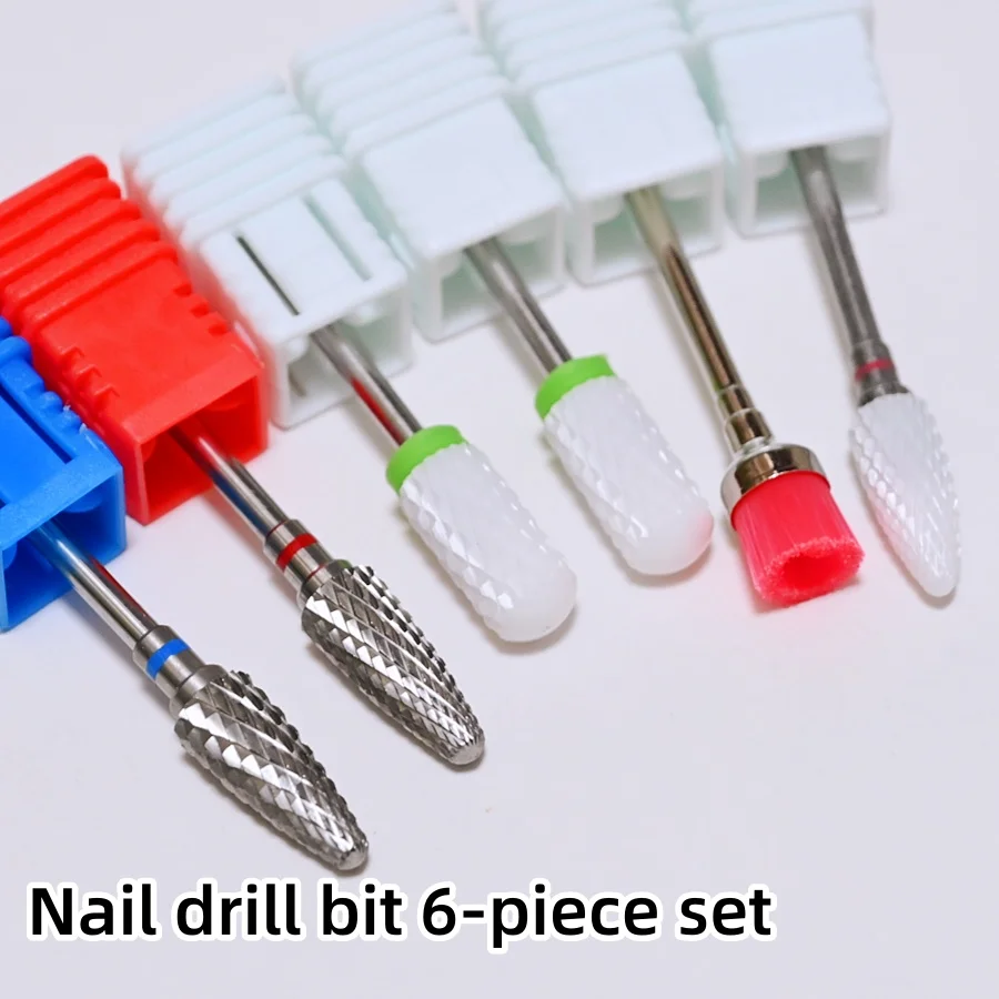 

6pcs/Nail drill bit set stainless steel ceramic nail polish head for polishing and removing nail polish