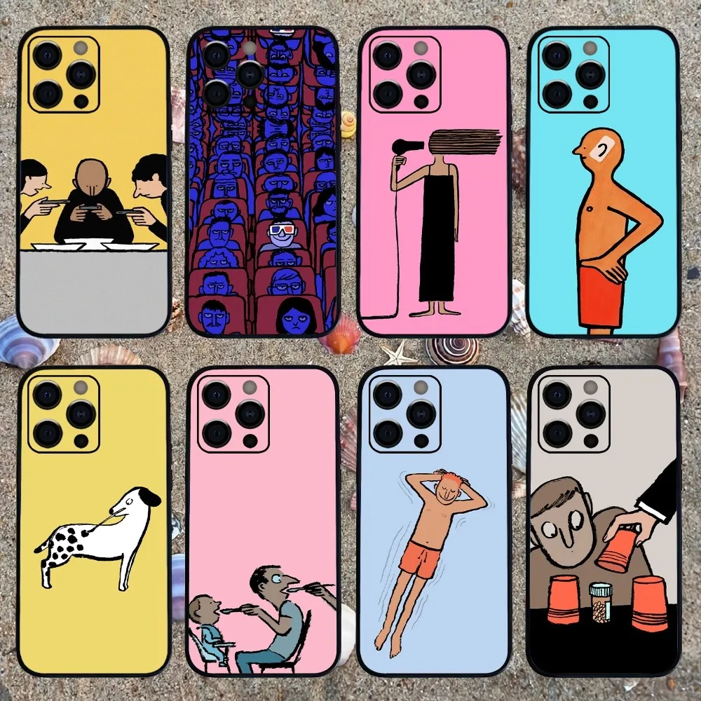 art jean j-jullien  Phone Case For iPhone 11 12 13 Mini 13 14 15 Pro XS Max X 8 Plus SE XR Shell